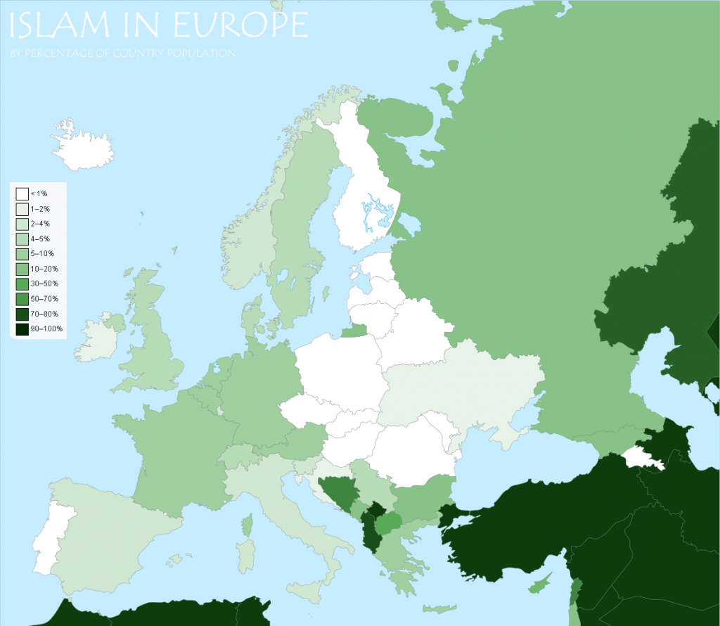 How Many Muslim Countries in Europe in Urdu