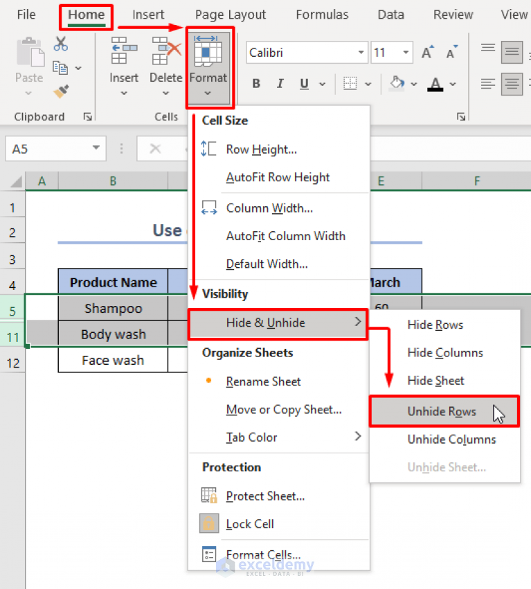 How to Unhide All Rows in Excel in Urdu