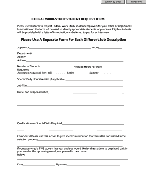 Fillable Online wcccd WorkStudy Request Form Fax Email Print  pdfFiller