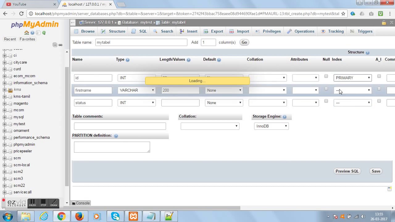 How to create database and table in phpmyadmin  YouTube