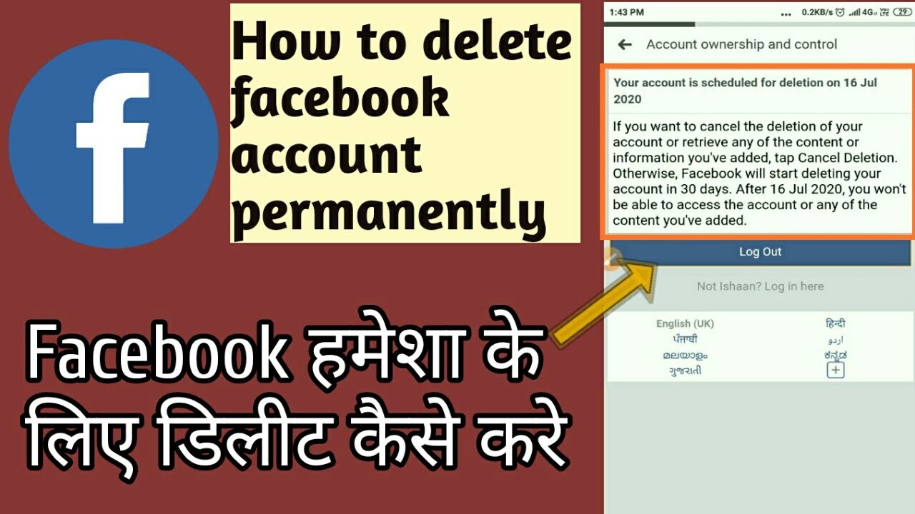 How to delete facebook account permanently using smartphoneandroid 
