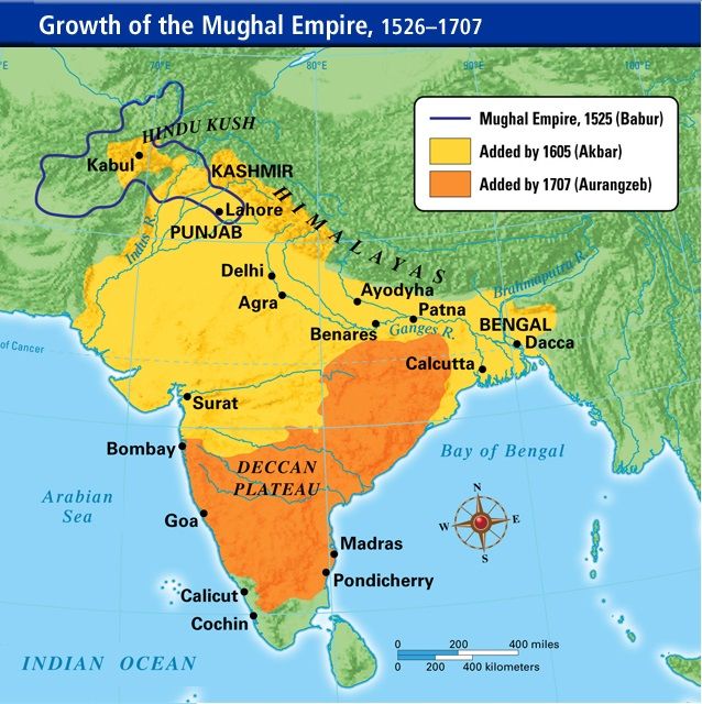 Mughal Empire Map Mughal empire Indian history facts Mughal