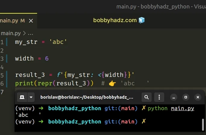 Add spaces to Beginning End or between chars in Python  bobbyhadz