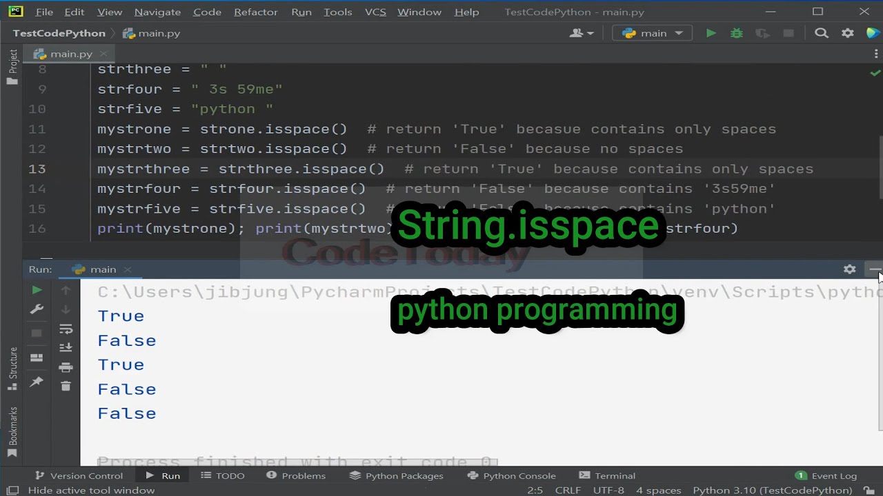 Stringisspace in python  Stringissapce  YouTube
