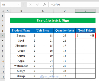 How to Multiply in Excel in Urdu